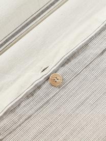 Housse de couette en coton délavé avec rayures Caspian, Grège, blanc cassé, larg. 200 x long. 200 cm