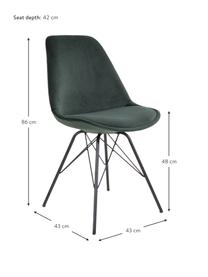 Sedia imbottita in velluto Oslo 2 pz, Gambe: metallo rivestito, Verde, Larg. 48 x Alt. 55 cm