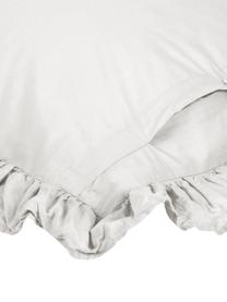 Taies d'oreiller en coton délavé et à volant Florence, 2 pièces, 50 x 70 cm, Gris clair, larg. 50 x long. 70 cm
