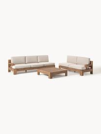 Set lounge modular para exterior de madera de acacia Joshua, 4 pzas., Tapizado: 100% poliéster (resistent, Beige, madera de acacia pintado, An 326 x F 248 cm