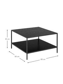 Couchtisch Seaford in Schwarz, Tischplatte: Mitteldichte Holzfaserpla, Gestell: Metall, pulverbeschichtet, Schwarz, 80 x 45 cm