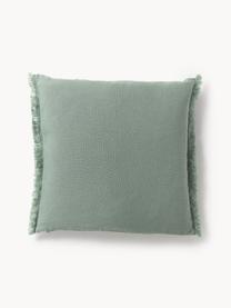 Housse de coussin pur lin avec franges Luana, 100 % pur lin

Le lin est naturellement doté d'un toucher plutôt rugueux et d'un aspect froissé
Sa résistance élevée au accrocs lui confère robustesse et longévité, Vert sauge, larg. 40 x long. 40 cm