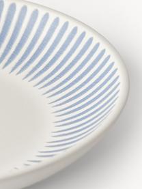 Talíře na těstoviny s proužky Zabelle, 4 ks, Kamenina, Krémově bílá, modrá, Ø 24 cm, V 5 cm