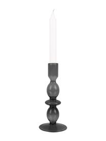 Candelabro de vidrio soplado artesanalmente Bubbles, Vidrio soplado, Gris oscuro, Ø 9 x Al 18 cm