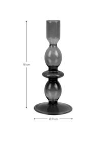 Candelabro de vidrio soplado artesanalmente Bubbles, Vidrio soplado, Gris oscuro, Ø 9 x Al 18 cm