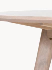 Table ronde en bois de chêne Yumi, Ø 115 cm, Bois de chêne, massif et blanc délavé, Bois de chêne, blanc brossé, Ø 115 cm