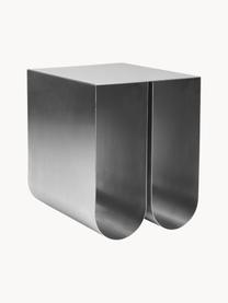 Kovový odkládací stolek Curved, Nerezová ocel, Stříbrná, Š 26 cm, V 36 cm