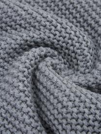 Plaid en tricot gris clair Adalyn, 100 % coton bio, certifié GOTS, Gris, larg. 150 x long. 200 cm