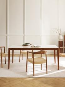 Mesa de comedor en look mármol Jackson, tamaños diferentes, Tablero: piedra cerámica con aspec, Aspecto mármol blanco, madera de roble, marrón pintado, An 140 x F 90 cm