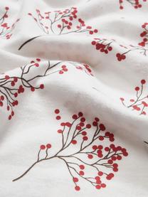 Funda nórdica de franela de algodón ecológico Berries, Blanco, rojo, Cama 90 cm (155 x 220 cm)
