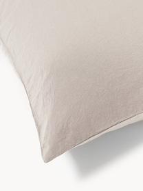 Taie d'oreiller en percale de coton délavé Leonie, Taupe, larg. 50 x long. 70 cm