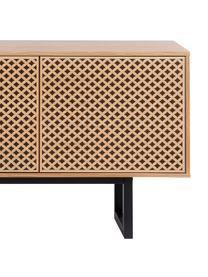 Sideboard Camden mit Türen und Eichenholzfurnier, Korpus: Mitteldichte Holzfaserpla, Füße: Birkenholz, lackiert, FSC, Holz, Schwarz, B 175 x H 75 cm