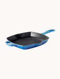 Vierkante grillpan Signature Collection met groefstructuur, Geëmailleerd ijzer, Blauwtinten, B 44 x H 5 cm