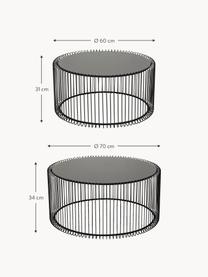 Tables basses avec plateaux miroir Wire, 2 élém., Noir, verre miroir noir teinté, Lot de différentes tailles