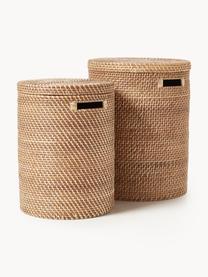 Set di 2 cesti portabiancheria con coperchio Lurdes, Rattan, Marrone chiaro, Set in varie misure