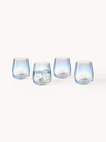 Vasos soplados artesanalmente Ellery, 4 uds., Vidrio soplado artesanalmente, Transparente iridiscente, Ø 9 x Al 10 cm, 370 ml