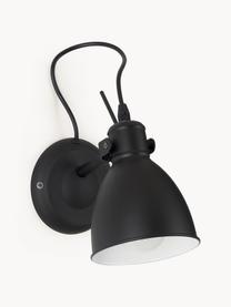 Verstelbare wandlamp Ethan, Lampenkap: gepoedercoat metaal, Zwart, D 20 x H 22 cm