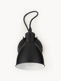 Verstelbare wandlamp Ethan, Lampenkap: gepoedercoat metaal, Zwart, D 20 x H 22 cm