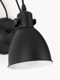 Verstelbare wandlamp Ethan, Lampenkap: gepoedercoat metaal, Zwart, D 20 x H 22 cm