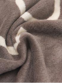 Zachte fleece plaid Love met opschrift en motief, 58% katoen, 32% polyacryl, 10% polyester, Taupe, beige, 150 x 200 cm