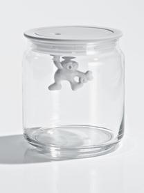 Aufbewahrungsdose Gianni, H 12 cm, Glas, thermoplastisches Harz, Weiß, Transparent, Ø 11 x H 12 cm