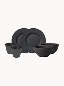 Sada porcelánového snídaňového nádobí Manufacture Rock, pro 2 osoby (6 dílů), Prémiový porcelán, Matná černá, Pro 2 osoby (6 dílů)