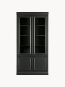 Kiefernholz-Vitrine Organize, Korpus: Kiefernholz, massiv, lack, Griffe: Metall, beschichtet Diese, Schwarz, B 110 x H 215 cm