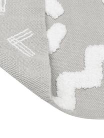 Handgewebter Baumwollteppich Idris mit erhabener Hoch-Tief-Struktur, 100% Baumwolle, Grau, B 80 x L 150 cm (Grösse XS)