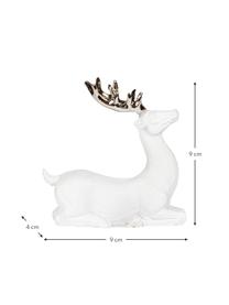 Handgefertigter Deko-Hirsch Deer, Polyresin, Weiß, Goldfarben, B 9 x H 9 cm