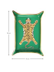 Schaal Tiger, Porselein, vergulde accenten, Binnenkant: groen, goud, beigetinten Buitenkant: wit, B 18 x D 13 cm