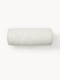 Traversin en tissu bouclé avec bordure passepoilée Aya, Blanc crème, Ø 17 x long. 45 cm