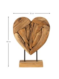 Groot decoratief object Heart, Hout, Bruin, B 30 x H 40 cm