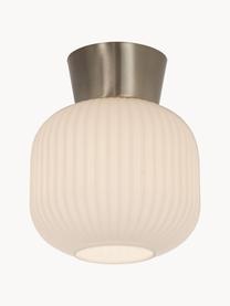 Kleine plafondlamp Vanja, Lampenkap: glas, Wit, zilverkleurig, Ø 20 x H 24 cm