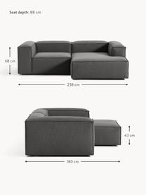 Narożna sofa modułowa Lennon, Tapicerka: 100% poliester Dzięki tka, Stelaż: lite drewno sosnowe, skle, Nogi: tworzywo sztuczne Ten pro, Ciemnoszara tkanina, S 238 x G 180 cm, prawostronna