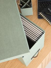 Caja organizadora Jahan, Organizador: cartón forrado con estama, Verde salvia, marrón oscuro, An 19 x L 35 cm