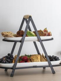 Etagere Serve & Share mit abnehmbaren Ablageflächen, Gestell: Metall, beschichtet, Griff: Holz, Schwarz, Weiß, B 43 x H 38 cm