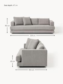 Sofa Bouclé Tribeca (3-osobowa), Tapicerka: Bouclé (93% poliester, 6%, Stelaż: drewno bukowe, drewno sos, Nogi: drewno sosnowe Ten produk, Szary Bouclé, S 228 x G 104 cm