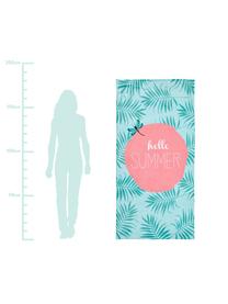 Strandlaken Case Hello Summer, Onderzijde: badstof, Mintgroen, roze, wit, 90 x 180 cm