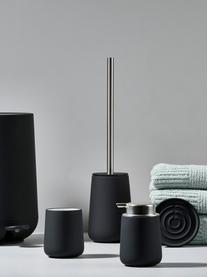 Scopino Brush, Contenitore: porcellana, Nero opaco, acciaio inossidabile, Ø 10 x Alt. 43 cm