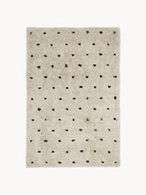 Flauschiger Hochflor-Teppich Ayana, gepunktet, Flor: 100 % Polyester, Hellbeige, Schwarz, B 300 x L 400 cm
