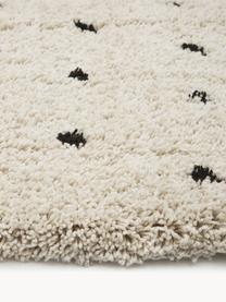 Flauschiger Hochflor-Teppich Ayana, gepunktet, Flor: 100 % Polyester, Hellbeige, Schwarz, B 300 x L 400 cm