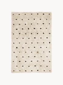 Flauschiger Hochflor-Teppich Ayana, gepunktet, Flor: 100 % Polyester, Hellbeige, Schwarz, B 300 x L 400 cm