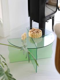 Ronde glazen salontafel Wobbly in groen, Glas, Groen, transparant, Ø 60  x H 35 cm