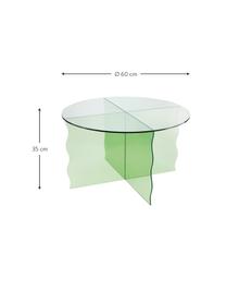 Ronde glazen salontafel Wobbly in groen, Glas, Groen, transparant, Ø 60  x H 35 cm