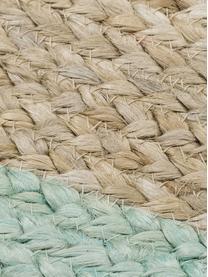 Runder Jute-Teppich Shanta mit mintgrünem Rand, handgefertigt, 100 % Jute
 
 Da die Haptik von Jute-Teppichen rau ist, sind sie für den direkten Hautkontakt weniger geeignet., Braun, Mintgrün, Ø 200 cm (Grösse L)