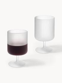 Verres à vin striés soufflés bouche Ripple, 2 pièces, Verre, soufflé bouche, Translucide, mat, Ø 8 x haut. 13 cm, 270 ml