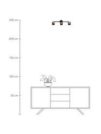 Wand- und Deckenstrahler Susan aus Mangoholz, Lampenschirm: Mangoholz, Metall, beschi, Baldachin: Metall, beschichtet, Dekor: Metall, Schwarz, Braun, Messingfarben, 50 x 14 cm