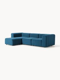 Modulares Samt-Sofa Lena (4-Sitzer) mit Hocker, Bezug: Samt (100 % Polyester) De, Gestell: Buchenholz, Spanplatte, H, Füße: Kunststoff, Samt Petrol, B 287 x T 181 cm