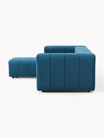 Modulares Samt-Sofa Lena (4-Sitzer) mit Hocker, Bezug: Samt (100 % Polyester) De, Gestell: Buchenholz, Spanplatte, H, Füße: Kunststoff, Samt Petrol, B 287 x T 181 cm