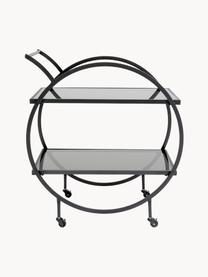 Metall-Servierwagen Loft mit Glasplatten, Gestell: Metall, pulverbeschichtet, Schwarz, B 74 x H 85 cm